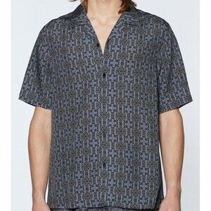 KSUBI Shirt Mens XL Navy Button Up Short Sleeve PLUS RESORT $180